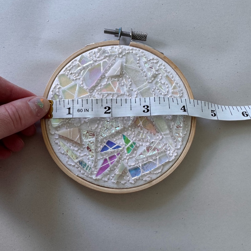 *HANDMADE* Custom Hand Stitched Glass Hoop Decor - Picture 3 of 4